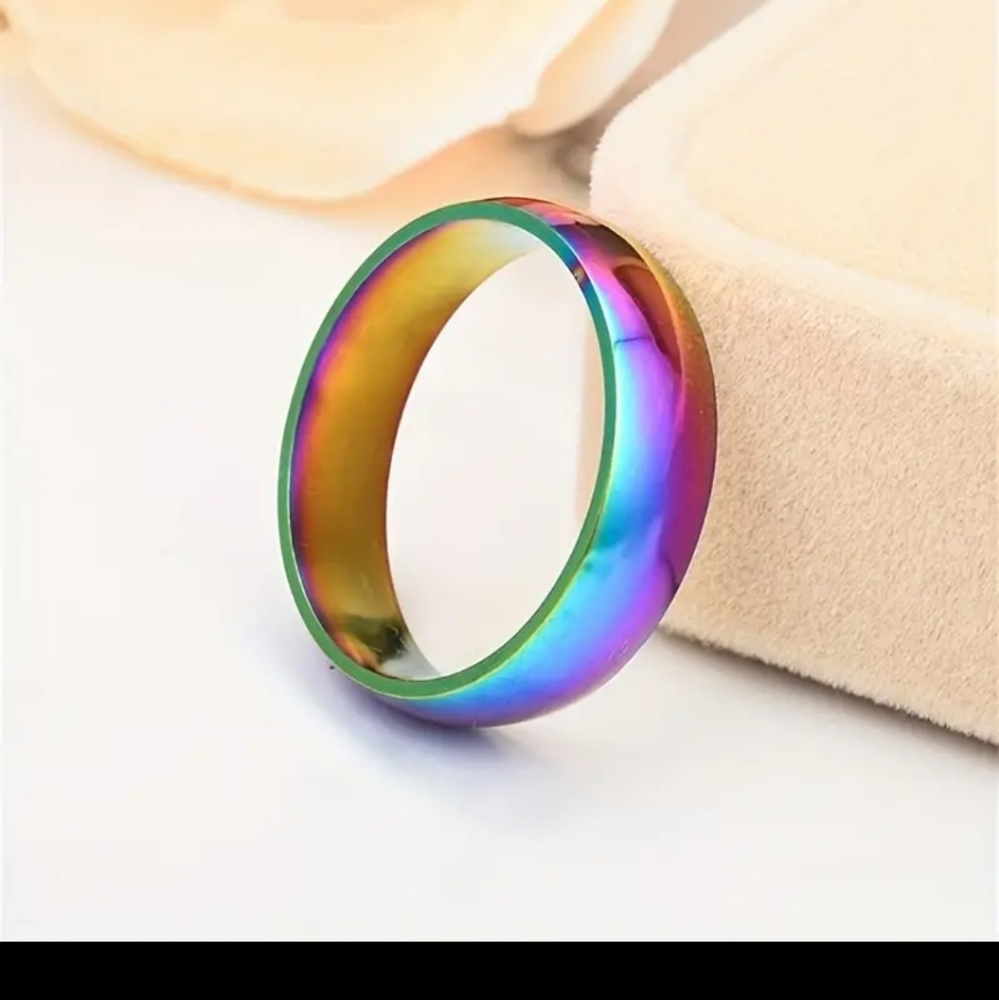 New stainless steel multi colored rainbow ring.  Please messag me your size